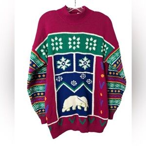Vintage 1980’s suburbans polar bear colour block sweater size large